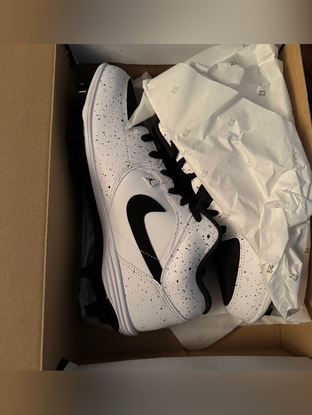 Jordan Stadium 90 Low TD White Speckle Football Cleats HQ0210-100 Men's Size 10